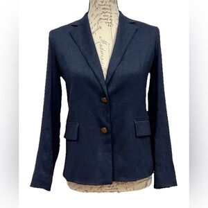 Vince Linen Blend Blazer Size 4 Chambray Jacket EUC